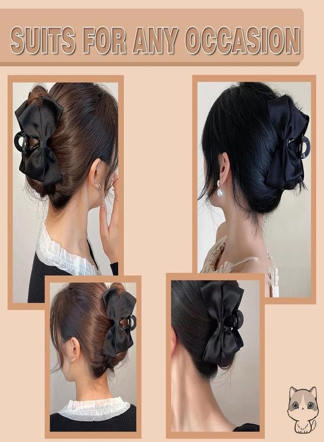 Cerun 2 Pcs Premium Hair Clips for Women: Bow-knot Claw Clips for Thick and Thin Hair, Big Non-slip Bow Clips in Black - Image 5