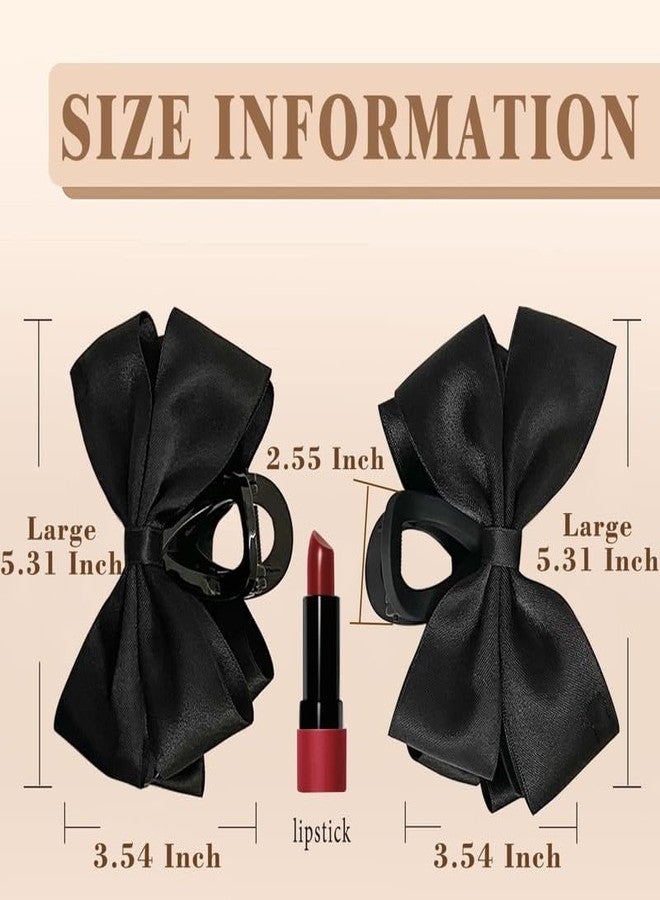 Cerun 2 Pcs Premium Hair Clips for Women: Bow-knot Claw Clips for Thick and Thin Hair, Big Non-slip Bow Clips in Black - Image 2