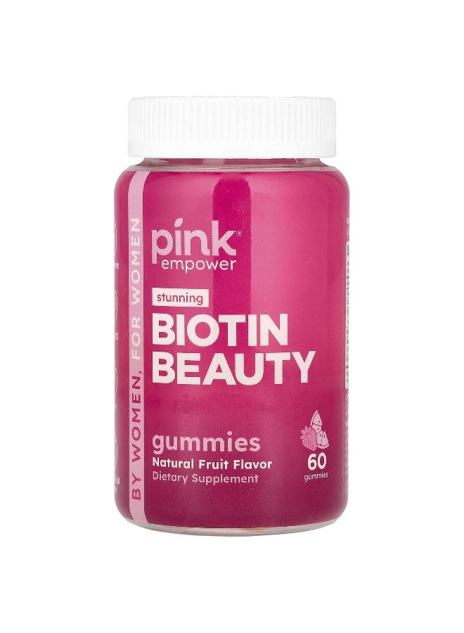 Pink, Biotin Beauty Gummies, Natural Fruit, 60 Gummies (Packaging may vary) - Image 1