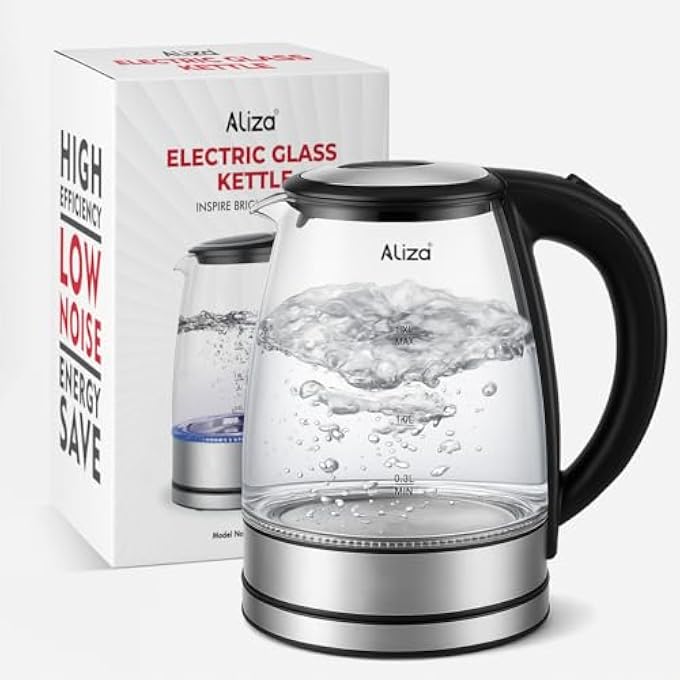 Aliza Electric Kettle 17 L  Rapid Boil  Quite Glass Kettle With 2000W Power  Led Indicator Auto Shut Off  BoilDry Protection By - Image 1