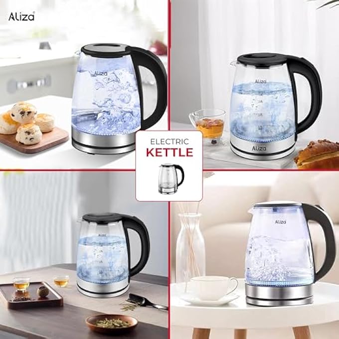 Aliza Electric Kettle 17 L  Rapid Boil  Quite Glass Kettle With 2000W Power  Led Indicator Auto Shut Off  BoilDry Protection By - Image 5