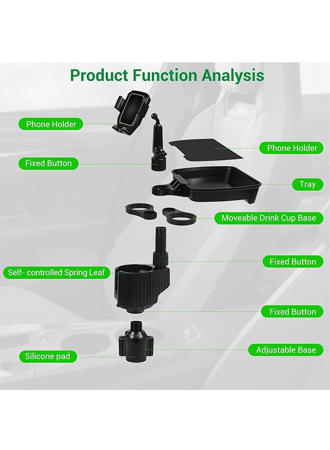 Car cup holder with holder Mobile & a detachable rotating food tray in addition to 2 small cup slots and a large cup slot /CUP-A06 - Image 5