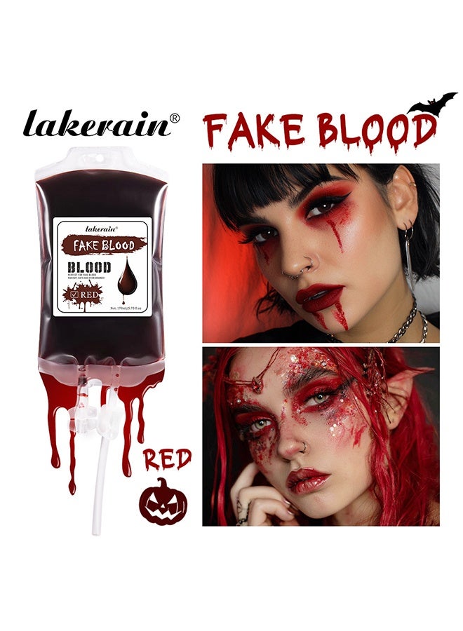 lakerain Fake Blood, Realistic Fake blood- Theatrical Quality, Richly Pigmented Red Fake Blood for Halloween, Vampire, Zombie, Costume, Special Effects Makeup,Red 170ml - Image 1