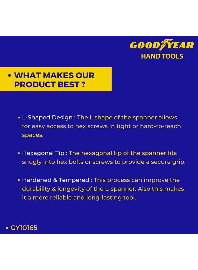 Goodyear GY-10165 Metal 17 Mm L Spanner (17Mm, Silver) - Image 2