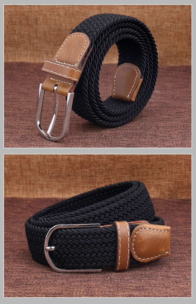 ZORO Woven Fabric Stretchable Belt for Men&Women, Black - Image 3