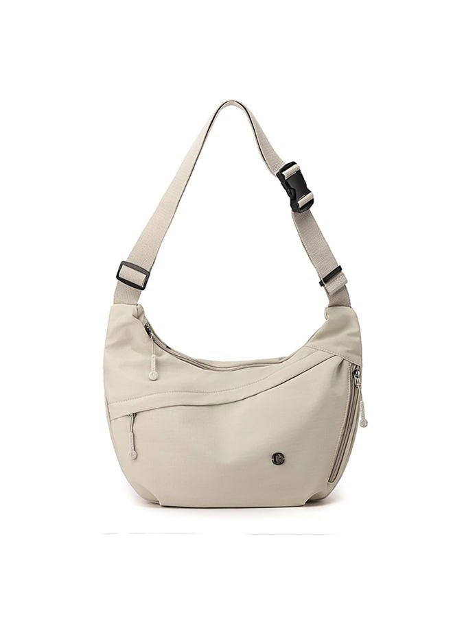 BEFUNIRISE Nylon Crescent Crossbody Luna Bag for Women Men Moon Shoulder Spacious Lightweight Sling Casual Hobo Dumpling Purses, Beige, 1576 cubic inches, Nylon Crescent Crossbody Luna Bag - Image 1