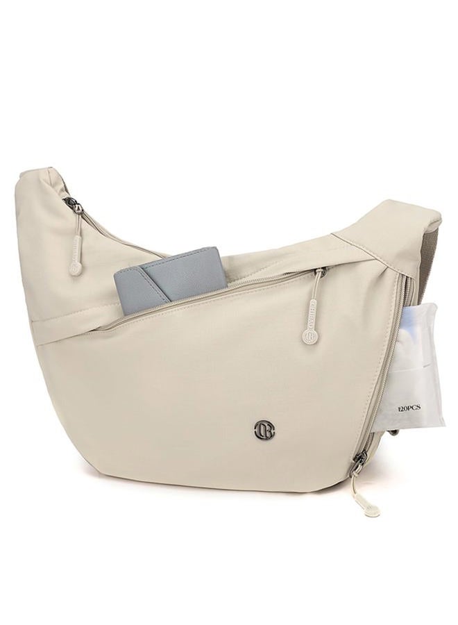 BEFUNIRISE Nylon Crescent Crossbody Luna Bag for Women Men Moon Shoulder Spacious Lightweight Sling Casual Hobo Dumpling Purses, Beige, 1576 cubic inches, Nylon Crescent Crossbody Luna Bag - Image 3