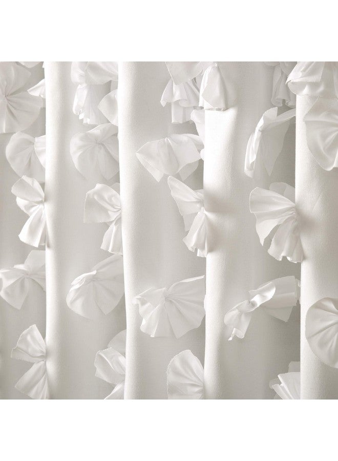 Lush Decor Lush Decor Riley Shower Curtain, 72" W x 72" L, White - Luxury Shower Curtain With Bows - Charming Texture - Beautiful & Elegant Girly Bathroom Accessory - Romantic, Vintage Glam Bathroom Decor  - Image 2