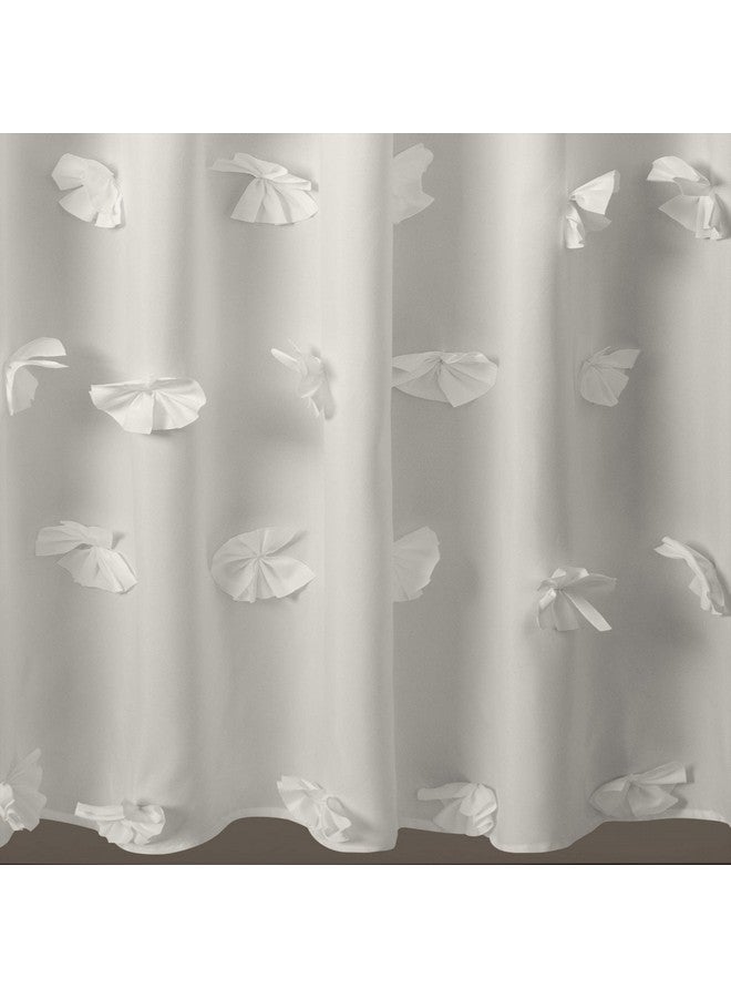 Lush Decor Lush Decor Riley Shower Curtain, 72" W x 72" L, White - Luxury Shower Curtain With Bows - Charming Texture - Beautiful & Elegant Girly Bathroom Accessory - Romantic, Vintage Glam Bathroom Decor  - Image 4