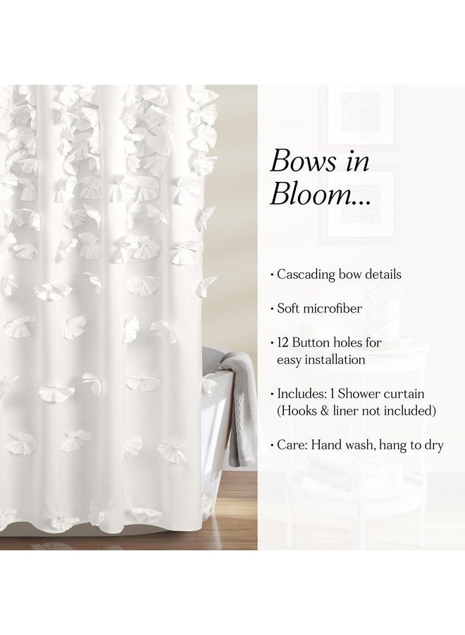 Lush Decor Lush Decor Riley Shower Curtain, 72" W x 72" L, White - Luxury Shower Curtain With Bows - Charming Texture - Beautiful & Elegant Girly Bathroom Accessory - Romantic, Vintage Glam Bathroom Decor  - Image 5
