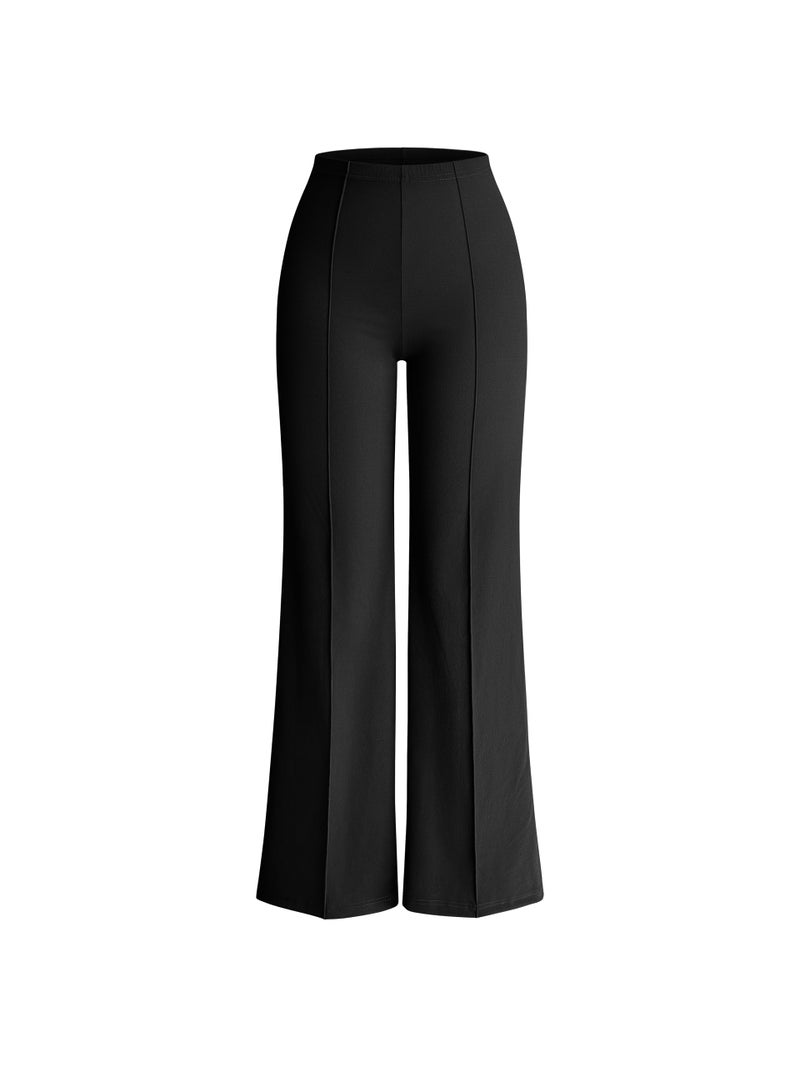 OQQ Women Wide Leg Pants High Waist Casual Pants Fall Clothes Outfits Black - Image 1