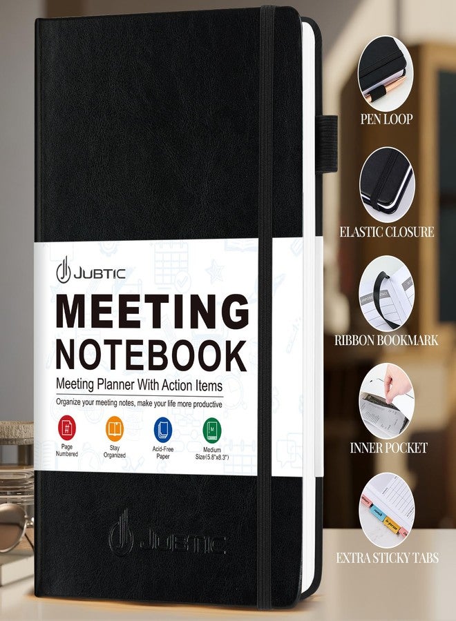 JUBTIC Meeting Notebook for Work with Action Items, Project Planner Work Planner for Office & Business Taking Notes, Agenda Organizer Supplies for Men & Women,160 Pages (8.5”x11”) - Black - Image 2
