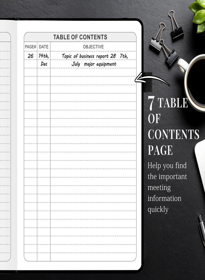 JUBTIC Meeting Notebook for Work with Action Items, Project Planner Work Planner for Office & Business Taking Notes, Agenda Organizer Supplies for Men & Women,160 Pages (8.5”x11”) - Black - Image 3