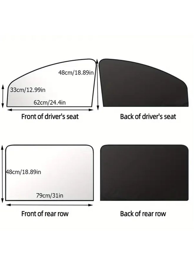 4pcs Magnetic Car Sunshade Window Curtains Foldable Heat Resistant Insulation Shades for Front Rear Windows - Image 2