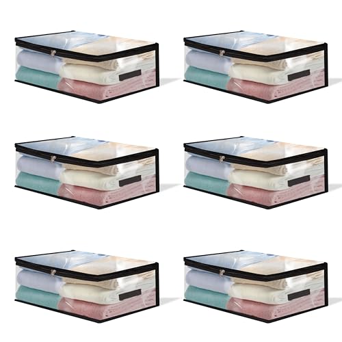 TAKIVA Pack of 6 Saree Covers with Zip Transparent | Cloth Storage Bags for Clothes | Saree Covers for Storage | Saree Plastic Covers for Storage | Storage Bags for Clothes Large - Image 1