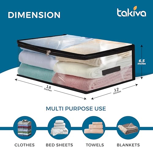 TAKIVA Pack of 6 Saree Covers with Zip Transparent | Cloth Storage Bags for Clothes | Saree Covers for Storage | Saree Plastic Covers for Storage | Storage Bags for Clothes Large - Image 2