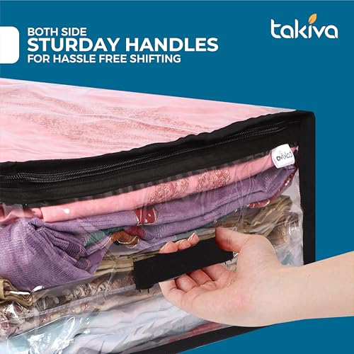 TAKIVA Pack of 6 Saree Covers with Zip Transparent | Cloth Storage Bags for Clothes | Saree Covers for Storage | Saree Plastic Covers for Storage | Storage Bags for Clothes Large - Image 4