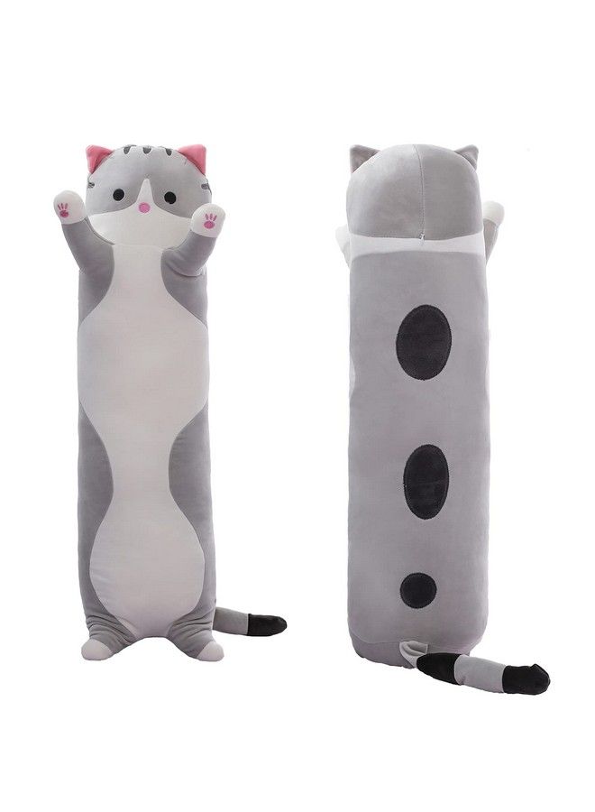 Long Cat Plush Cat Body Pillow,Gray Cat Stuffed Animals Soft Plushies Kawaii Stuffed Cat Squishy Kitten Plush Toy Gift For Kids Girlfriend(Gray, 19.7Inch)  - Image 2