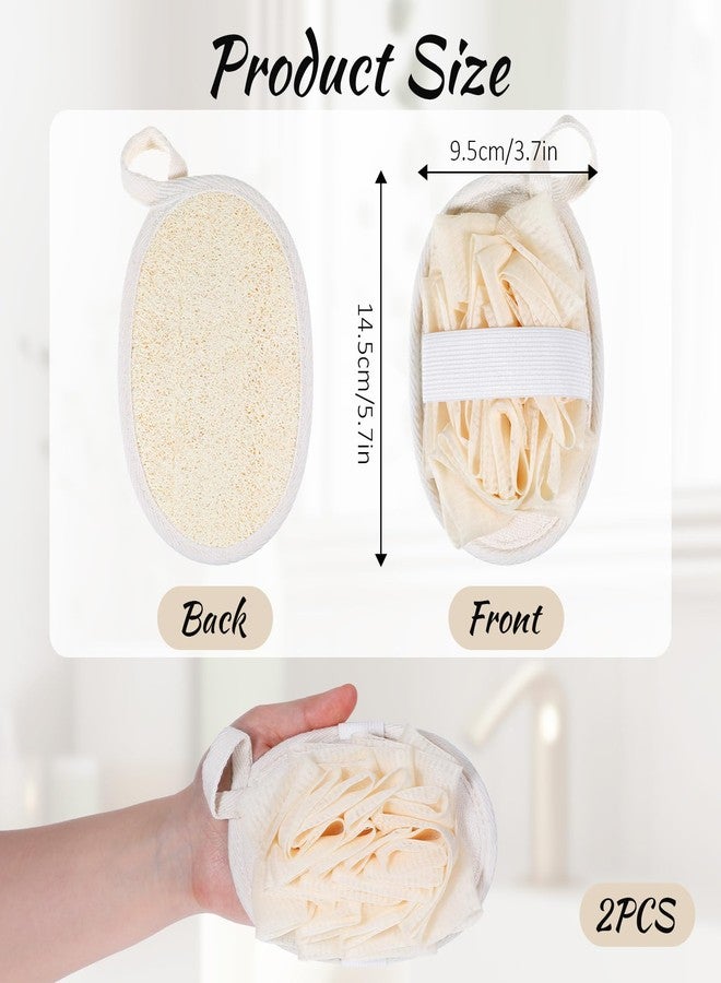 Jeffdad جيفداد 2 قطع إسفنجة لوفا طبيعية، مقشر جسم ممتاز للنساء والرجال، مثالي للاستحمام، مثالي للتقشير والتنظيف والعناية اللطيفة بالبشرة (بيج) - Image 2