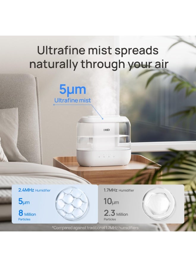 Dreo Humidifiers for Bedroom, Top Fill 4L Supersized Cool Mist Humidifier with Oil Diffuser and Nightlight, 32H Runtime, Quiet Ultrasonic Humidifiers for Home, Large Room, Baby Nursery and Plants - Image 3