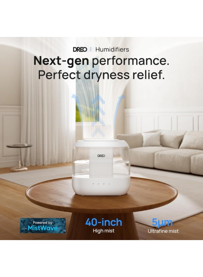 Dreo Humidifiers for Bedroom, Top Fill 4L Supersized Cool Mist Humidifier with Oil Diffuser and Nightlight, 32H Runtime, Quiet Ultrasonic Humidifiers for Home, Large Room, Baby Nursery and Plants - Image 2