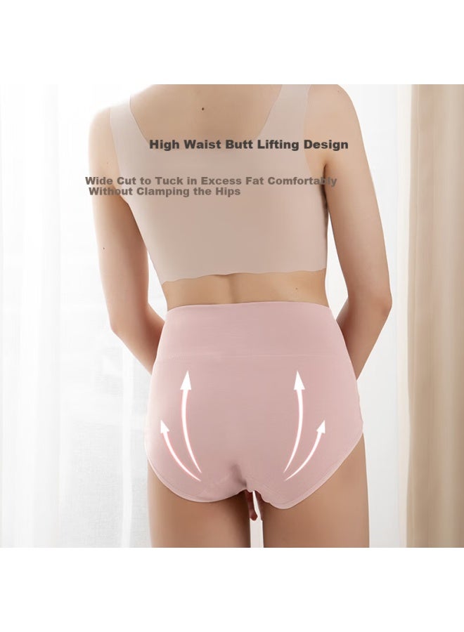 Youngyell Women's High-waist Pure Cotton Underwear, 10a Antibacterial, Plus Size, 200 Jin Capacity, Seamless Tummy Control And Lifting Panties For Women, 4 Pairs - Image 3