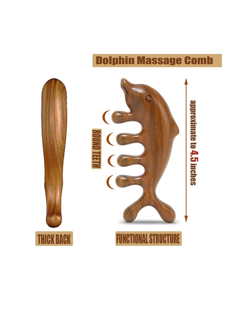 Luckam Green Sandalwood Multifunctional Massage Comb, Head Scalp Massage No Static, Wooden Massage Comb, Gua Sha Scraping Scalp and Hair Massage, Scalp Stimulator, Facial Body Massager - Image 2