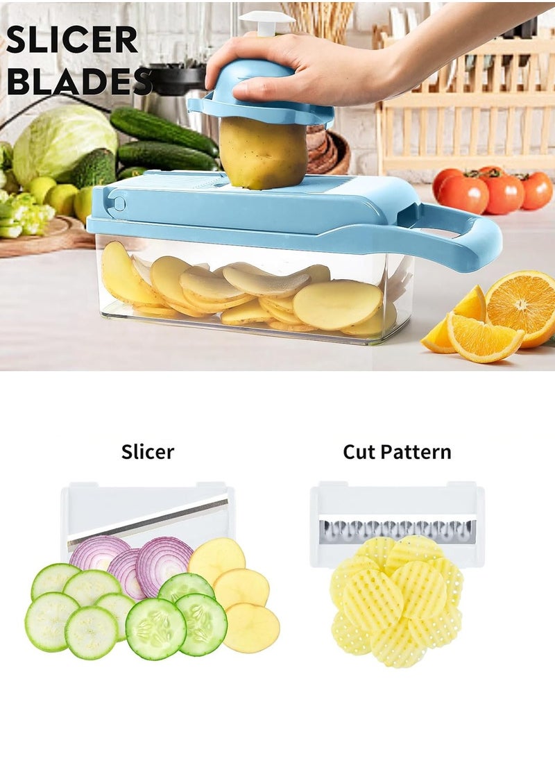 LEOKOR - 12 In 1 Veggie Chopper Slicer Cutter Food Dicer with Container Hand Guard Draining Basket - Image 1