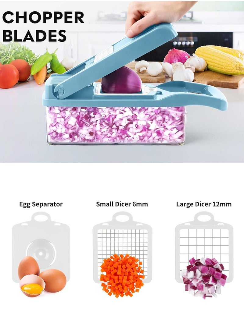 LEOKOR - 12 In 1 Veggie Chopper Slicer Cutter Food Dicer with Container Hand Guard Draining Basket - Image 1
