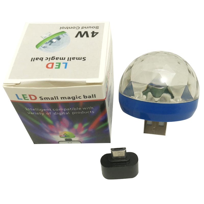 Mini Disco Light Rotating USB  Micro-USB Port RBG LED Lamp multicolour 4.00*4.00*4.00cm - Image 4