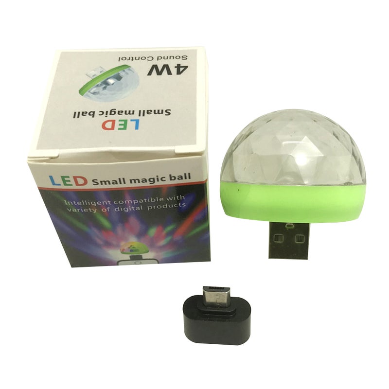 Mini Disco Light Rotating USB  Micro-USB Port RBG LED Lamp multicolour 4.00*4.00*4.00cm - Image 5