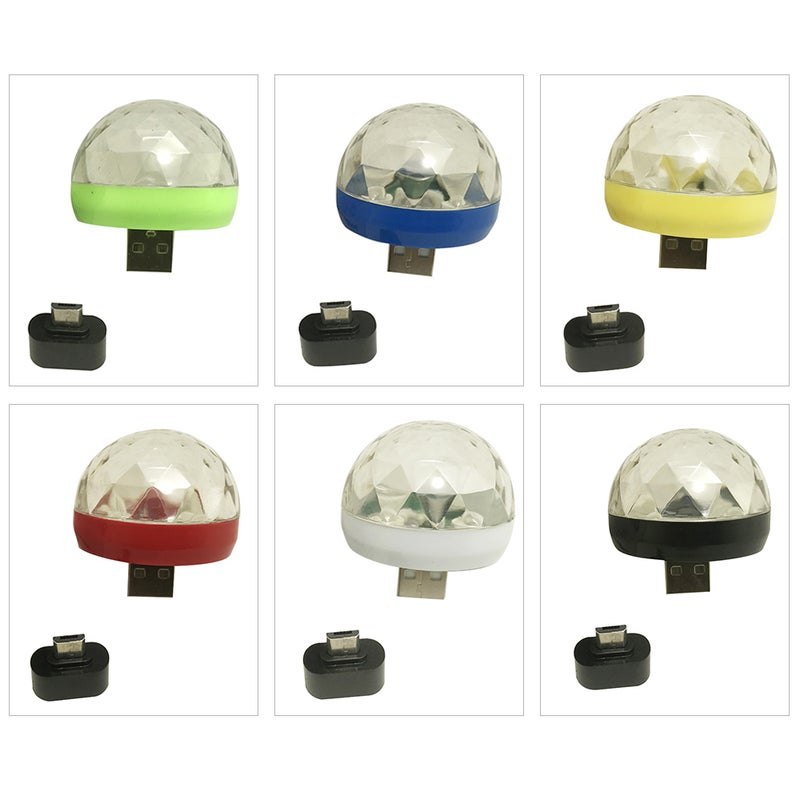 Mini Disco Light Rotating USB  Micro-USB Port RBG LED Lamp multicolour 4.00*4.00*4.00cm - Image 1