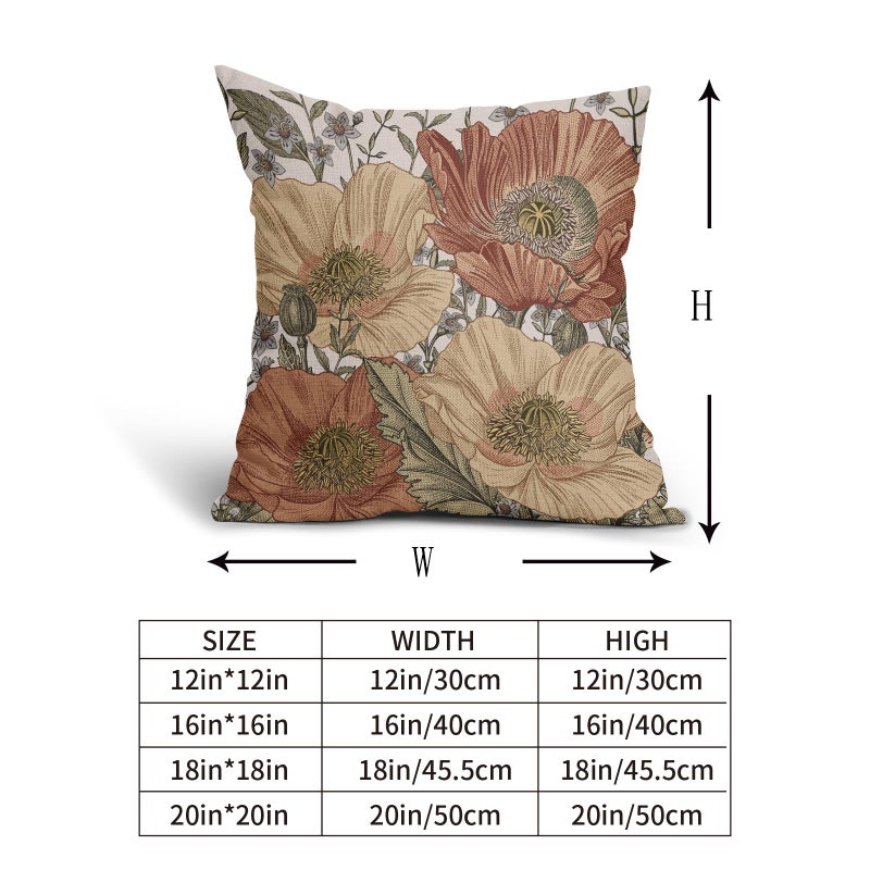 Sweetshow Brown Rust Red Vintage Floral Pillow Covers 18x18 Rustic Flowers Botanical Print Decorative Throw Pillows Outdoor Country Decorations Pillow Cases for Couch Sofa Bed Decor Set of 2 - Image 5