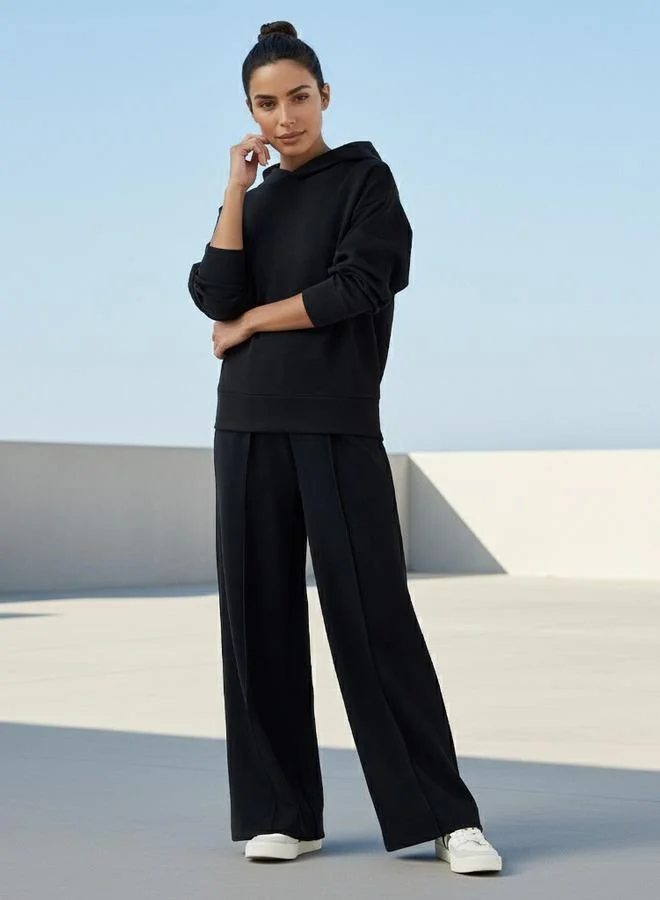 Splash FAV Regular Fit Flexi Waist Soft Touch Wide Leg Pants with Pintuck Detail