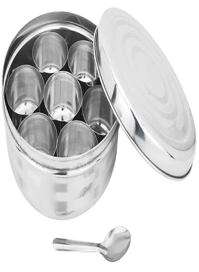 New Trend Stainless Steel Round Shape Masala (Spice) Box/Daaba with 7 Containers - Image 1