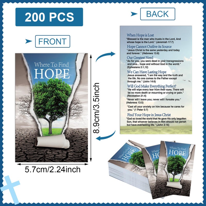 Noveread 200 Pcs Gospel Tract Card Salvation Cards Pocket Holy Postcard Prayer Postcards Christian Inspirational Bible Verses Bookmark for Christian Gift(Where to Find Hope) - Image 2