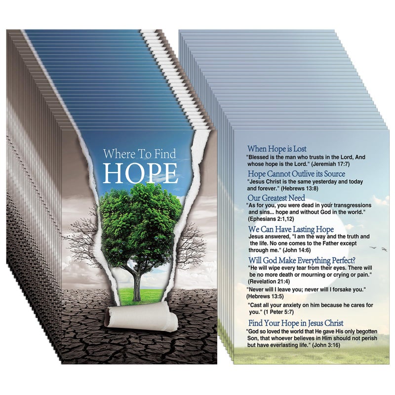 Noveread 200 Pcs Gospel Tract Card Salvation Cards Pocket Holy Postcard Prayer Postcards Christian Inspirational Bible Verses Bookmark for Christian Gift(Where to Find Hope) - Image 1