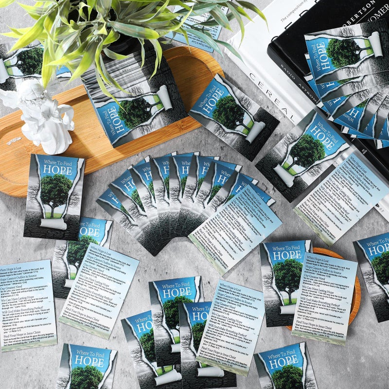 Noveread 200 Pcs Gospel Tract Card Salvation Cards Pocket Holy Postcard Prayer Postcards Christian Inspirational Bible Verses Bookmark for Christian Gift(Where to Find Hope) - Image 3