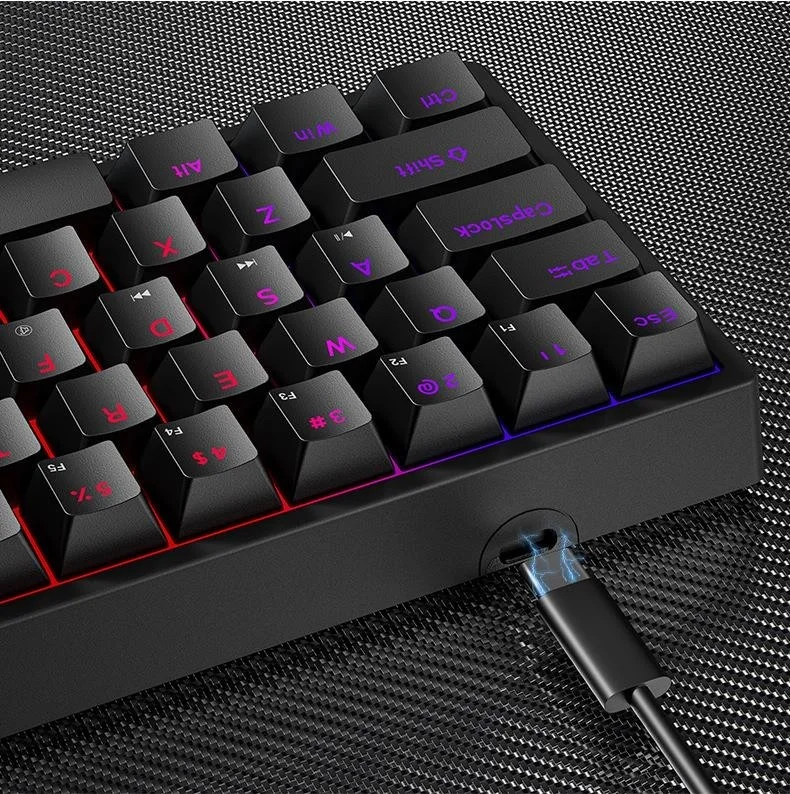Valkyrie Leaven K620 Blue Switch Mechanical Gaming Gaming Keyboard RGB 61 Key Blue Key Type-C Keyboard Black