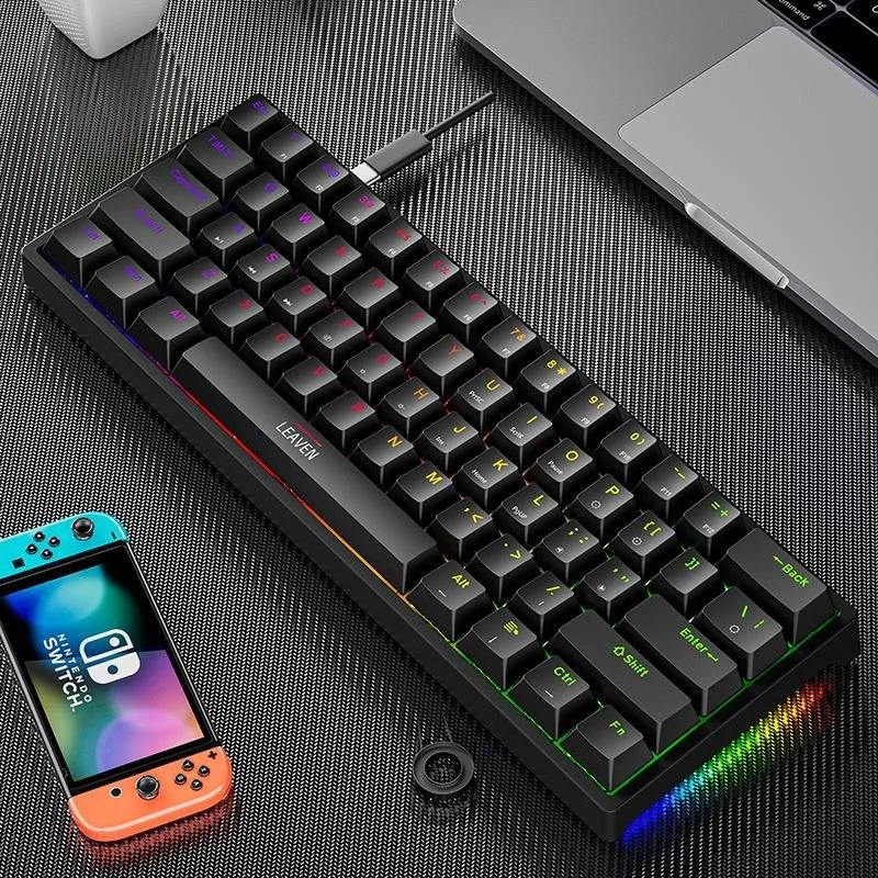 Valkyrie Leaven K620 Blue Switch Mechanical Gaming Gaming Keyboard RGB 61 Key Blue Key Type-C Keyboard Black