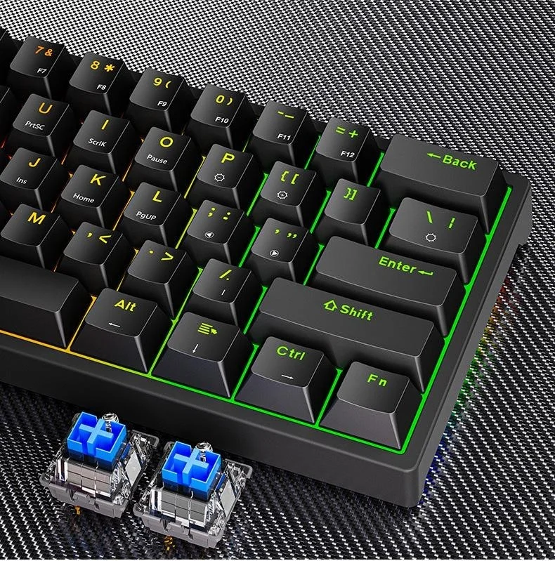 Valkyrie Leaven K620 Blue Switch Mechanical Gaming Gaming Keyboard RGB 61 Key Blue Key Type-C Keyboard Black