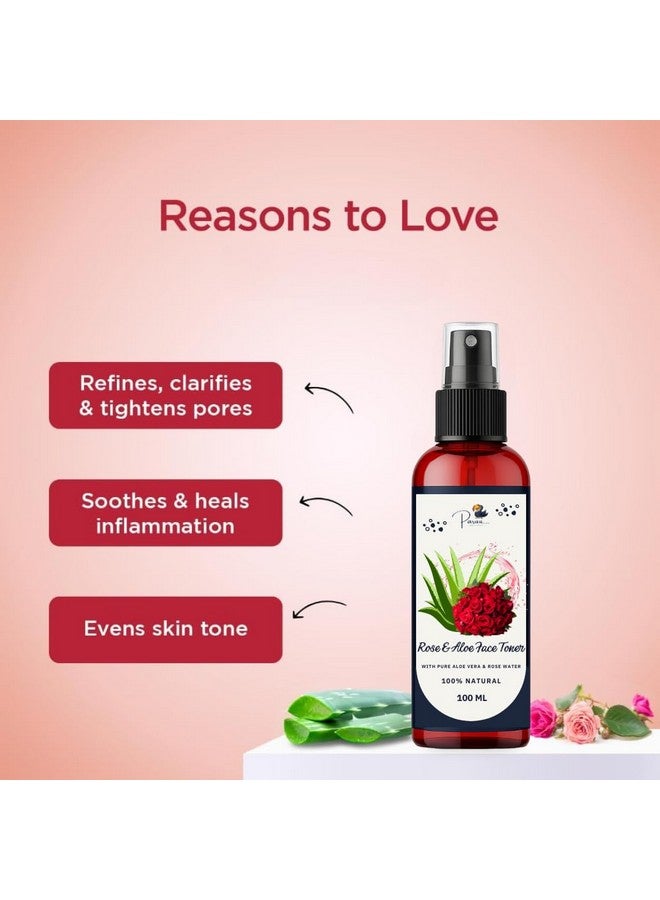 Paruu Rose Toner with Rose & Aloe Vera 100ml | Hydrating Face Toner for Glowing Skin, Acne Control & Pore Tightening | Natural & Alcohol-Free Toner for All Skin Types - Image 4