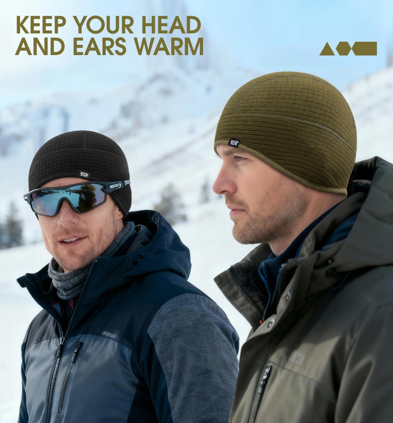 SUNMECI Winter Thermal Helmet Liner Skull Cap, Fleece Lined Warm Cycling Cap Ski Hat Beanie for Men Women Army Green - Image 5