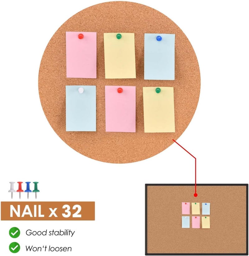 Board2by 2-Pack Cork Board Bulletin Board 24 x 18, Black Aluminium Framed Corkboard, Office Board for Wall Cork, Large Wall Mounted Notice Pin Board with 32 Push Pins for School, Home & Office - Image 4