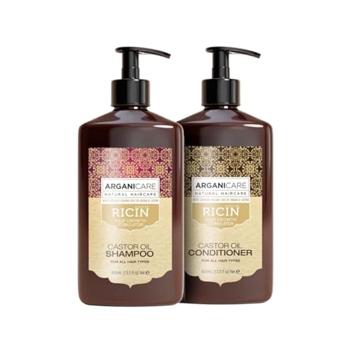 Arganicare | Duo Shampoo + Conditioner | Castor | Growth Accelerator | Gently Cleans & Moisturizes Hair | All hair types | 13.53 fl oz + 13.53 fl oz - Image 1