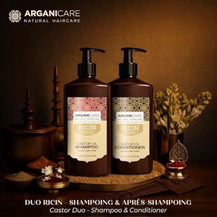 Arganicare | Duo Shampoo + Conditioner | Castor | Growth Accelerator | Gently Cleans & Moisturizes Hair | All hair types | 13.53 fl oz + 13.53 fl oz - Image 2