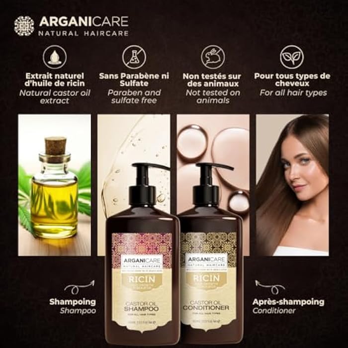 Arganicare | Duo Shampoo + Conditioner | Castor | Growth Accelerator | Gently Cleans & Moisturizes Hair | All hair types | 13.53 fl oz + 13.53 fl oz - Image 5