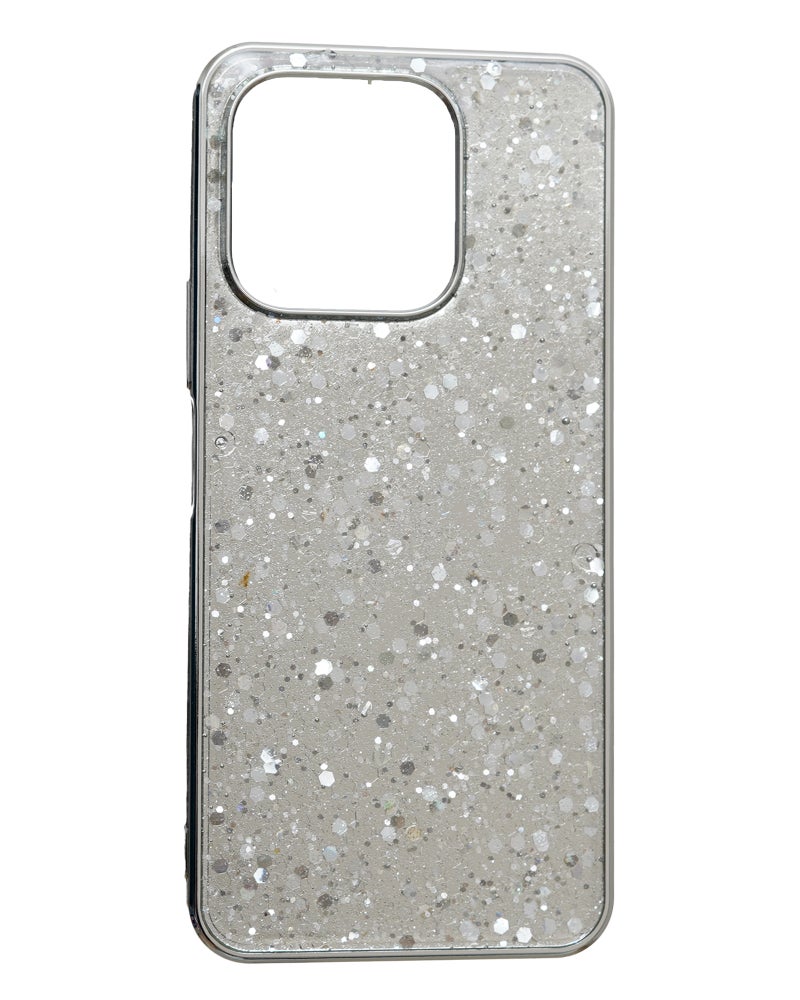 Glitter Plastic Mobile Phone Case With Cute Design for Honor X6b 4G - Silver - Image 1