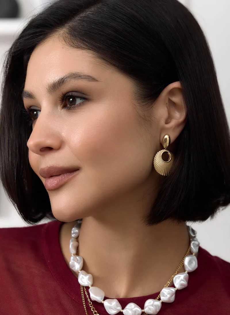 ليتشي أقراط دائرية من المعدن المزخرف