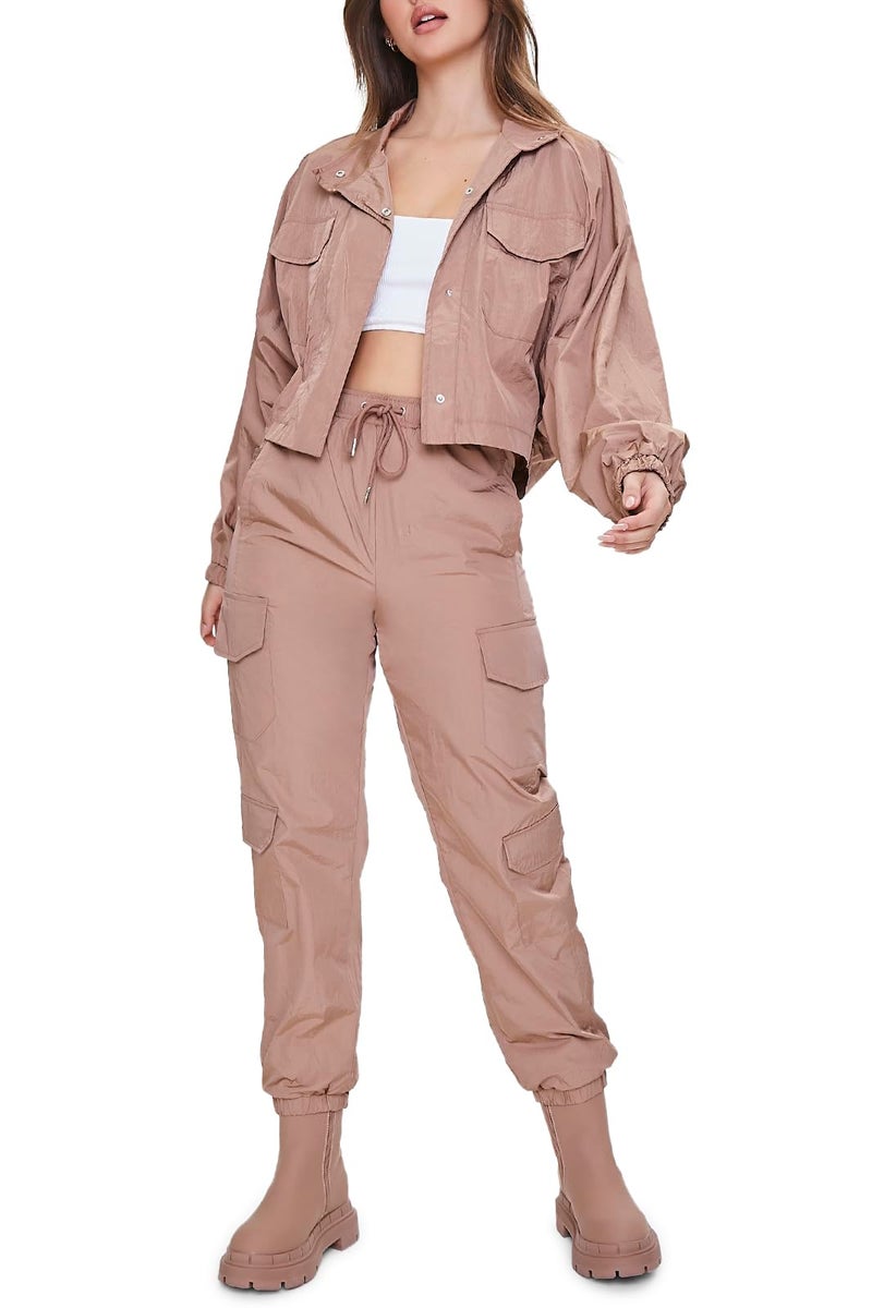 Forever 21 Windbreaker Cargo Joggers Cocoa Small - Image 1